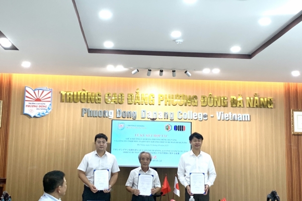 Lễ ký kết Biên bản ghi nhớ hợp tác giữa QK và Trường Cao đẳng Phương Đông Đà Nẵng,  Orient Human Design Inc. 